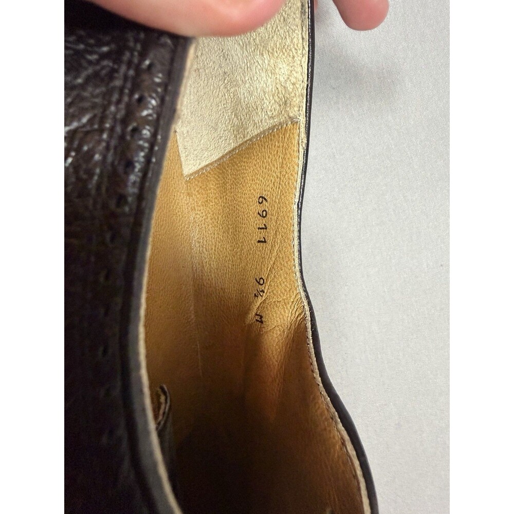 Johnston & Murphy Black Leather Toe Wingtip Oxford Shoes Made in Italy 9.5 M - Picture 11 of 14